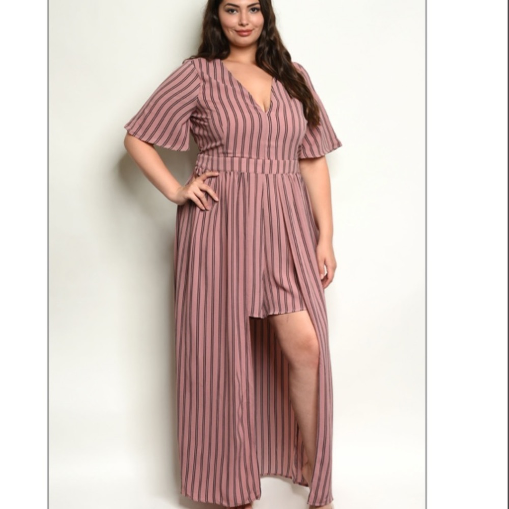 Striped Plus Size Romper